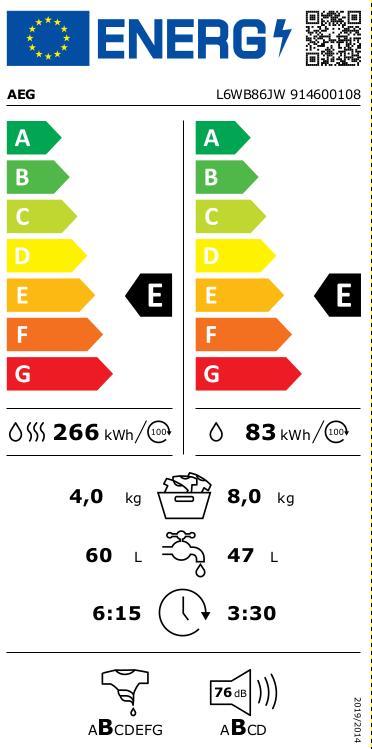 AEG L6WB86JW met display, Inverter Motor, Startuitstel